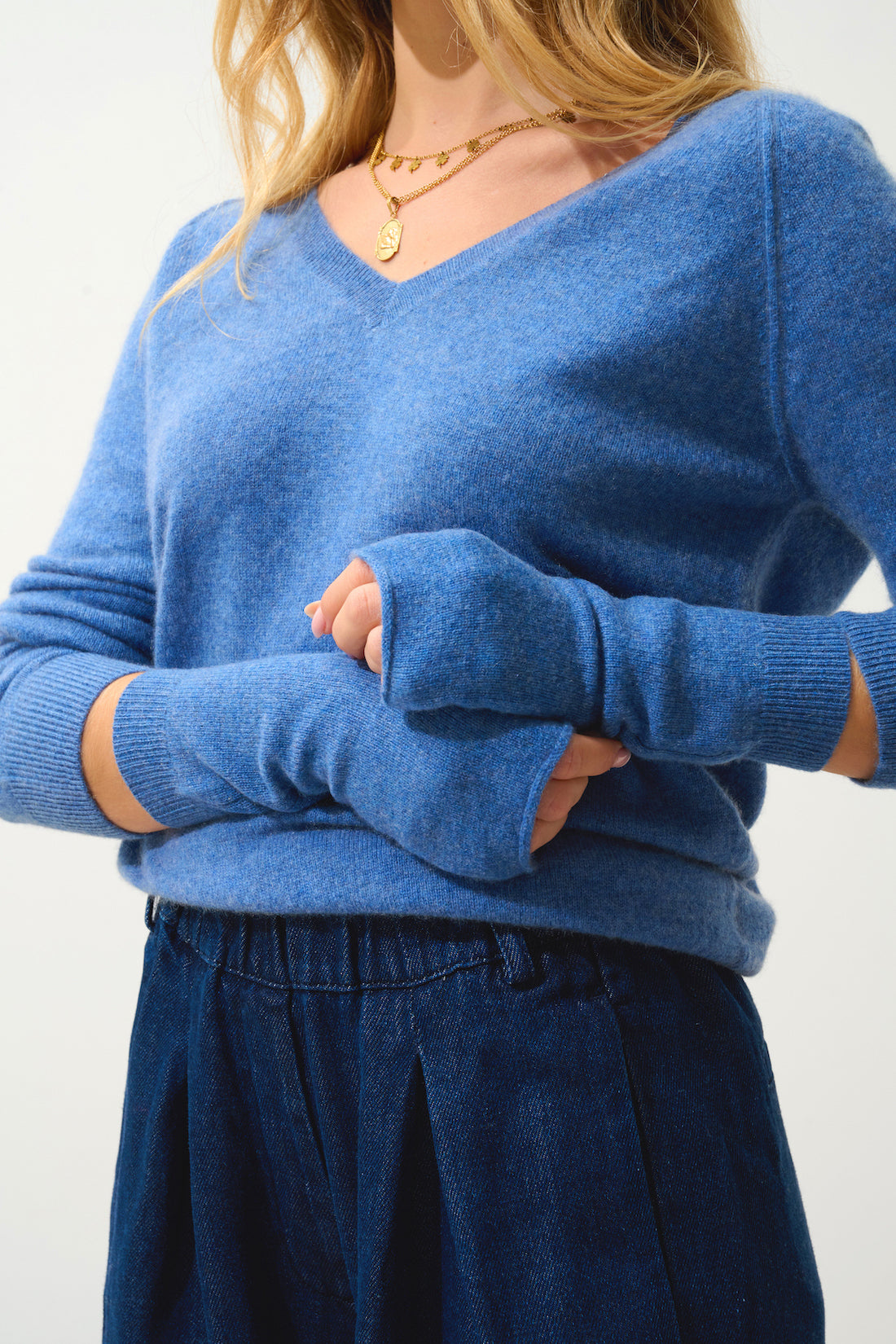 Mittens - 100% 2-Ply Cashmere - Denim Blue - Unisex