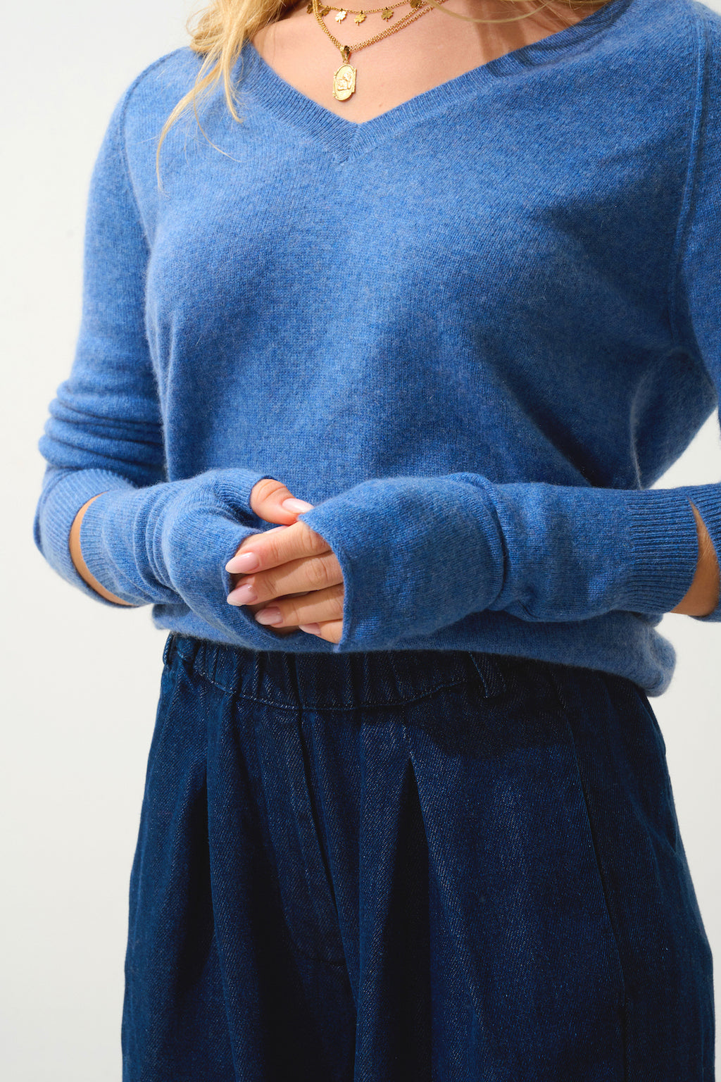 Mittens - 100% 2-Ply Cashmere - Denim Blue - Unisex