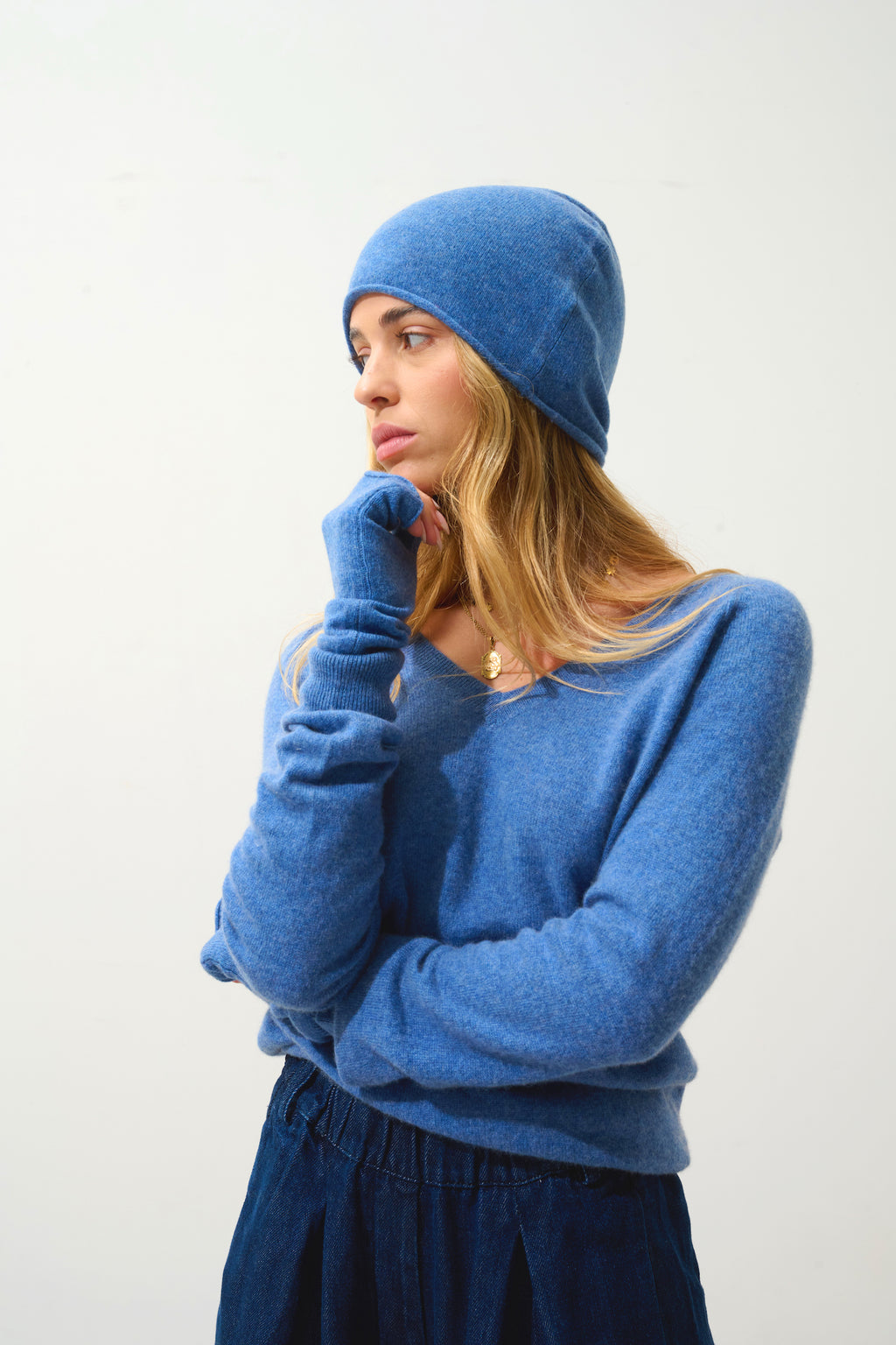 Mittens - 100% 2-Ply Cashmere - Denim Blue - Unisex