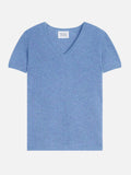 T-Shirt Col V Kali - 100% Cachemire, 2 Fils - Sky