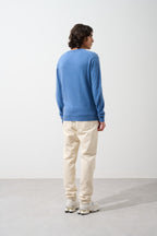 Round-Neck Jumper Nolan - Denim Blue - 100% 2-Ply Cashmere - Men