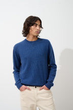Nolan Crew-Neck Jumper - Ocean Marl - 100% 2-Ply Cashmere