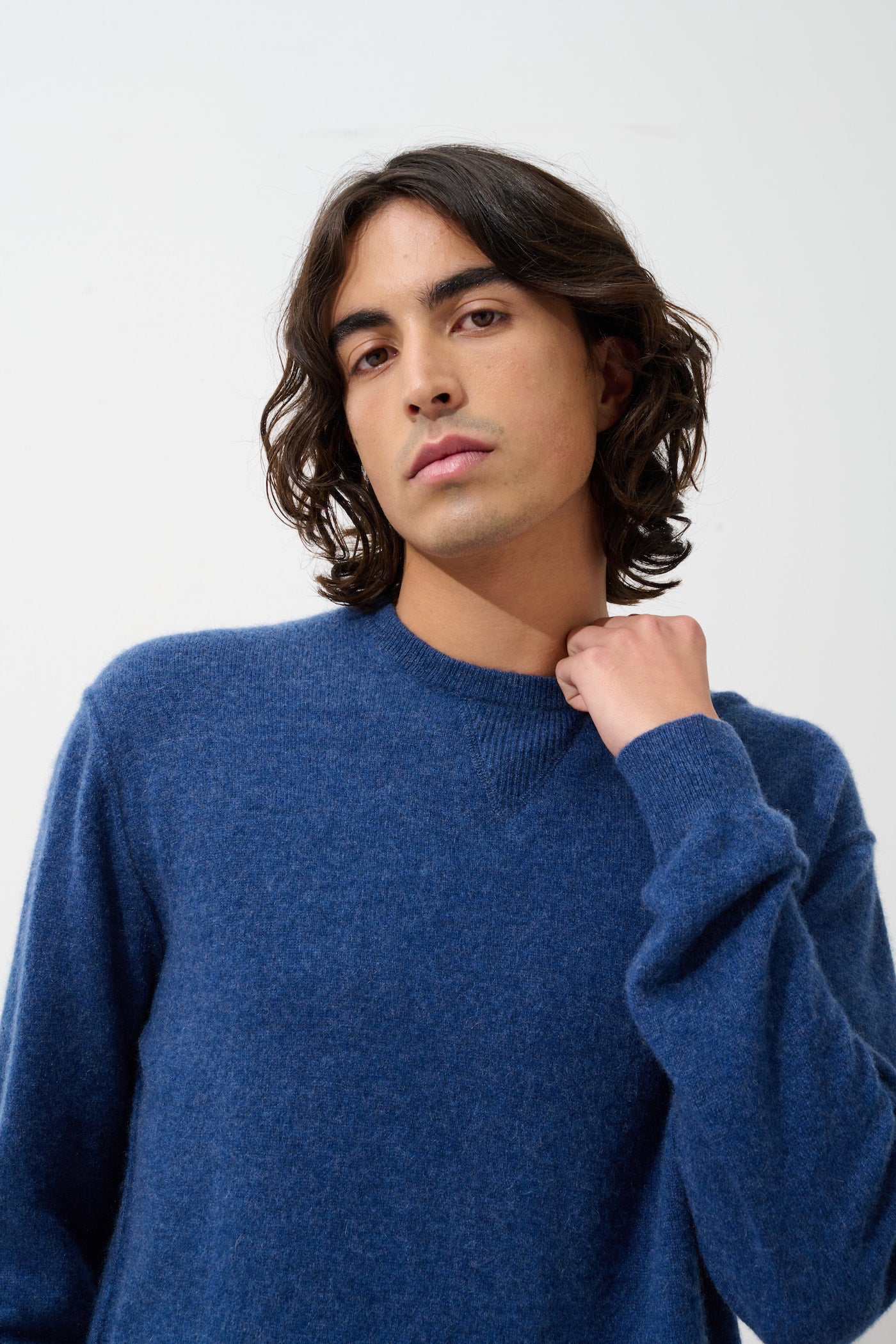 Nolan Crew-Neck Jumper - Ocean Marl - 100% 2-Ply Cashmere