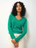 Jersey Cuello en V Galise - Menta - 100% Cachemira 2 Hilos