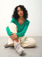Jersey Cuello en V Galise - Menta - 100% Cachemira 2 Hilos