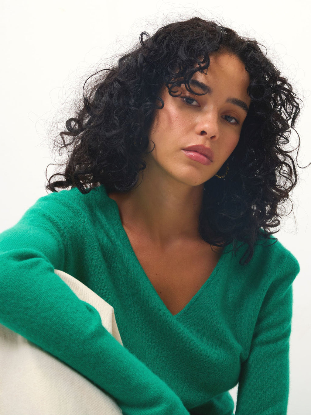 Jersey Cuello en V Galise - Menta - 100% Cachemira 2 Hilos