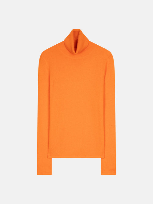 Pull Col Roulé Bise - Mandarine - 100% Cachemire 2 Fils - Femme