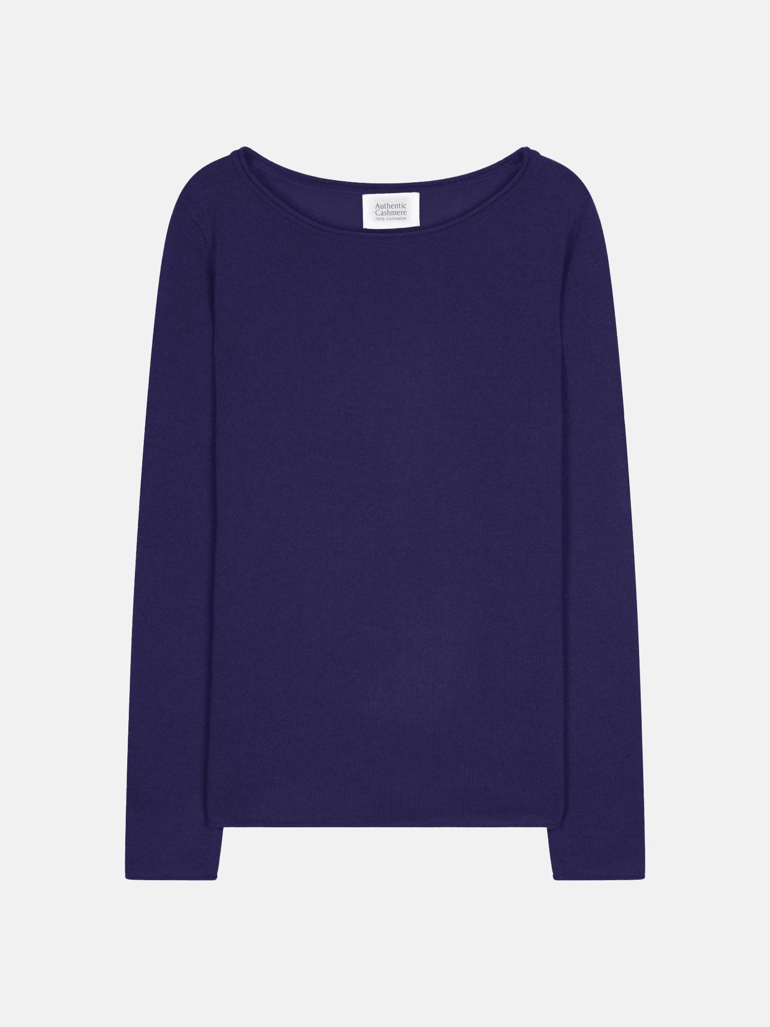 Jersey de cuello barco - 100% cachemira de 2 hilos - Morado