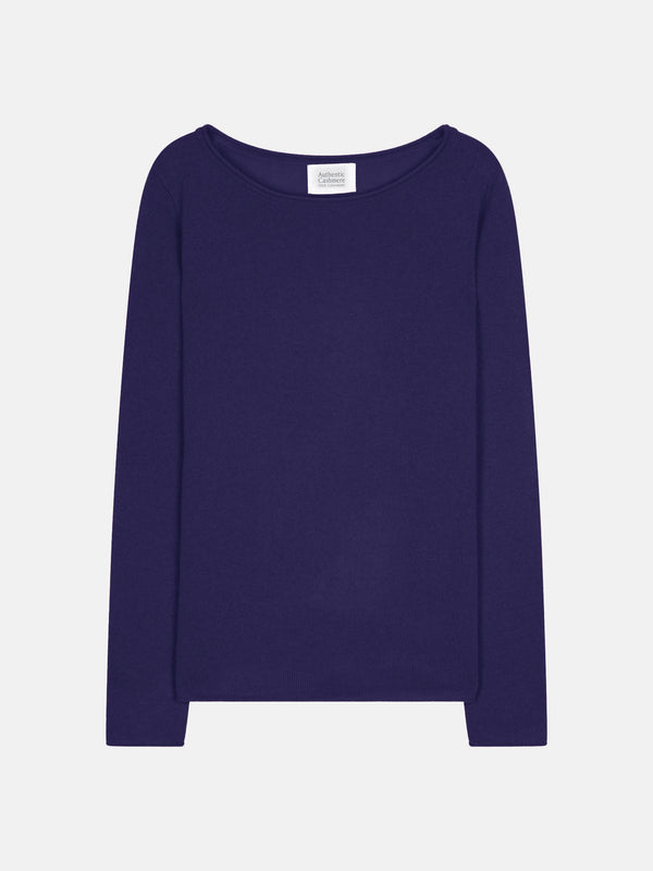 Pull Col Bateau - 100% Cachemire 2 Fils - Purple