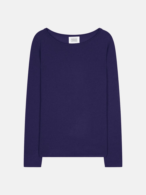 Pull Col Bateau Criou - Purple - 100% Cachemire 2 Fils - Femme