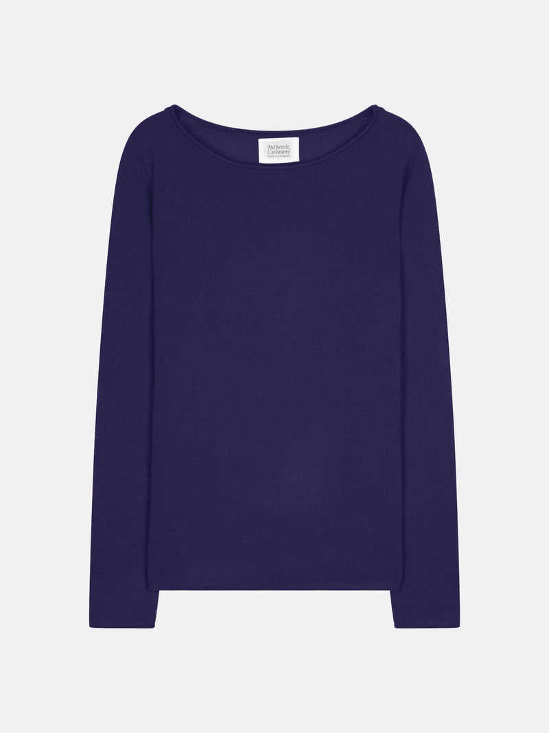 Pull Col Bateau Criou - Purple - 100% Cachemire 2 Fils - Femme