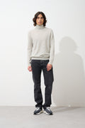 Roll-Neck Jumper - 100% 2-Ply Cashmere - Grey/Black