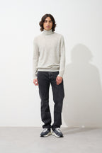 Roll-Neck Jumper - 100% 2-Ply Cashmere - Grey/Black