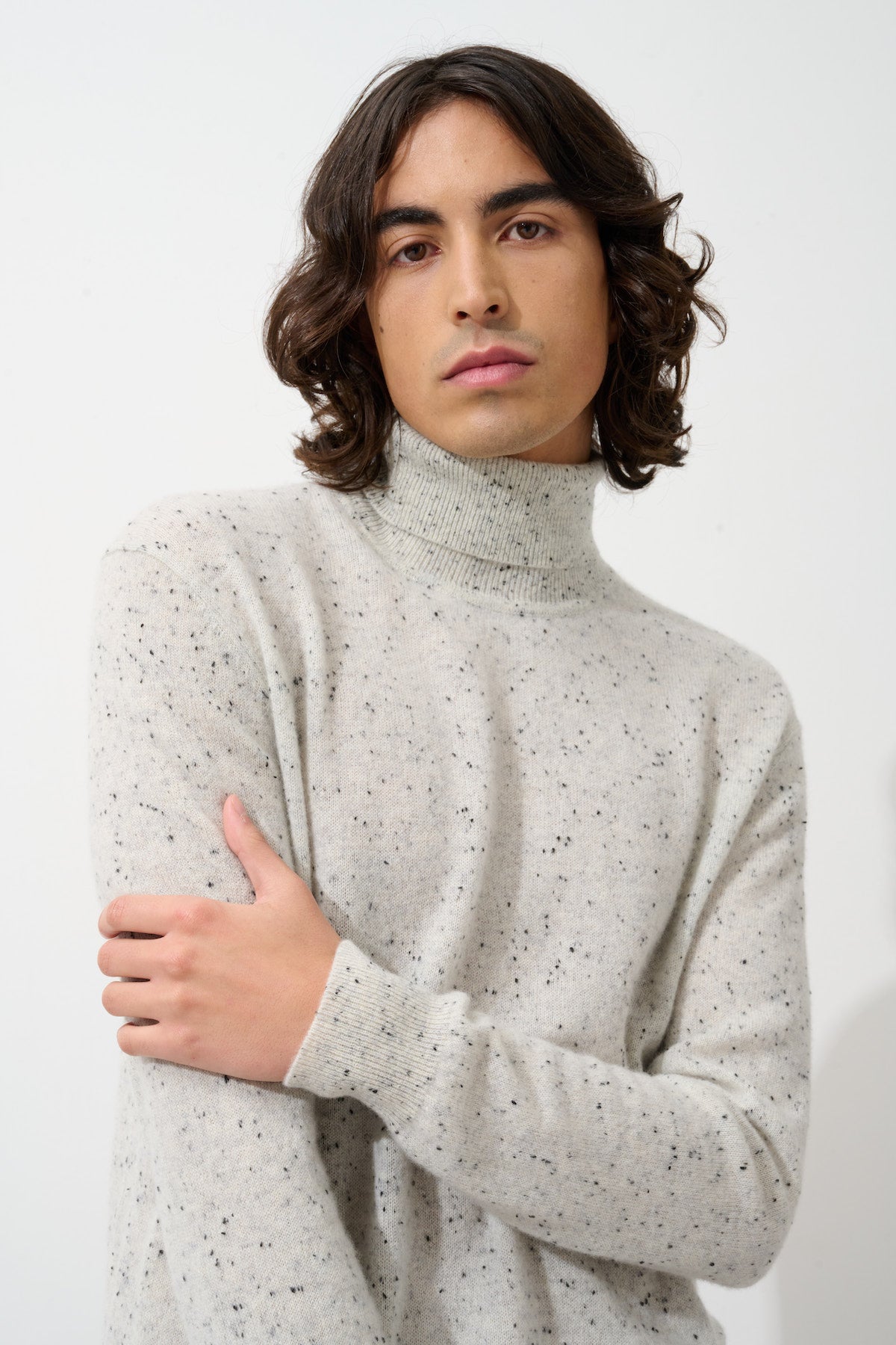 Roll-Neck Jumper - 100% 2-Ply Cashmere - Grey/Black