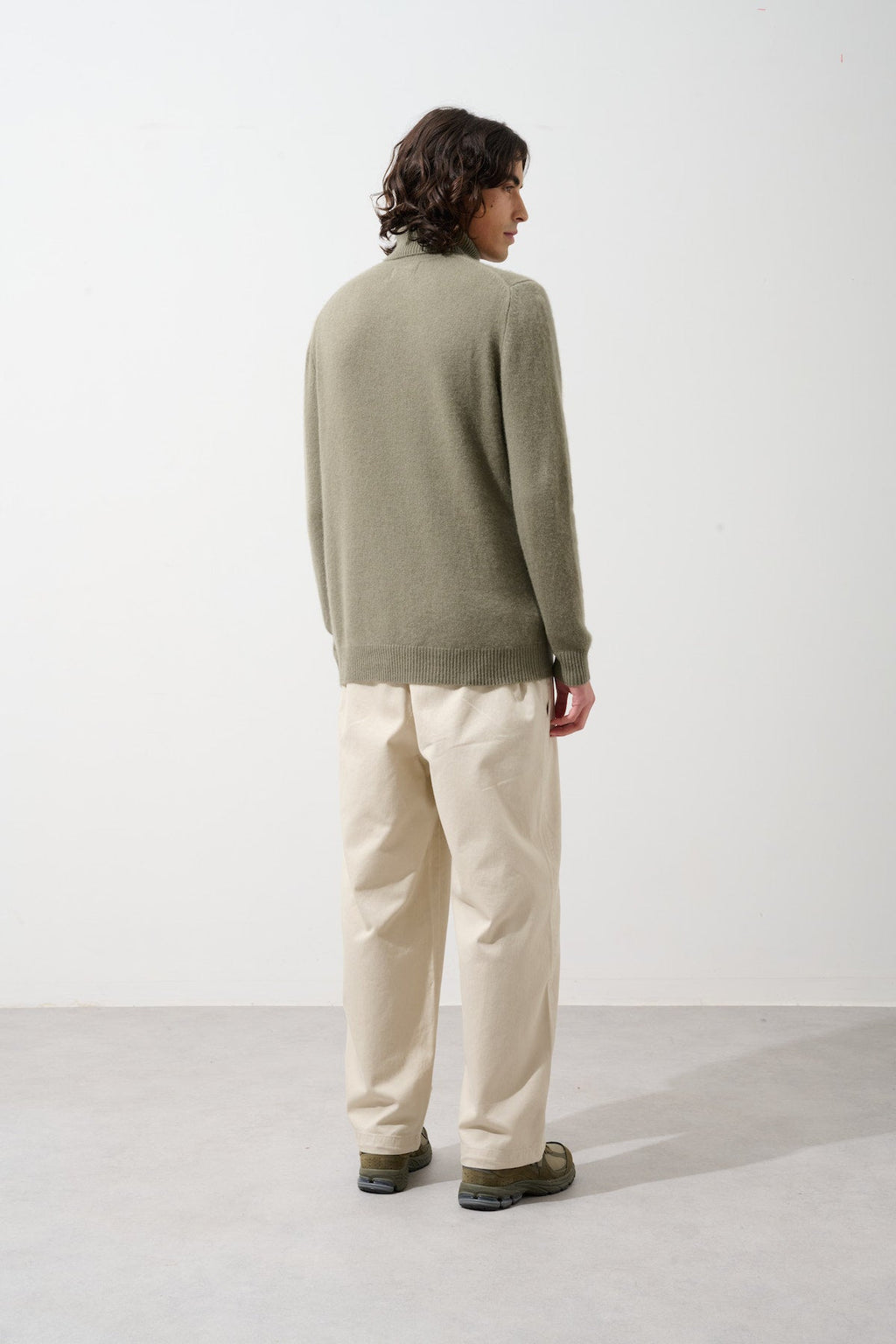 4-Ply Roll-Neck Jumper Martin - Army - 100% 4-Ply Cashmere - Men's