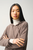 Hooded Jumper - 100% 2-Ply Cashmere - Heathered Taupe - Women