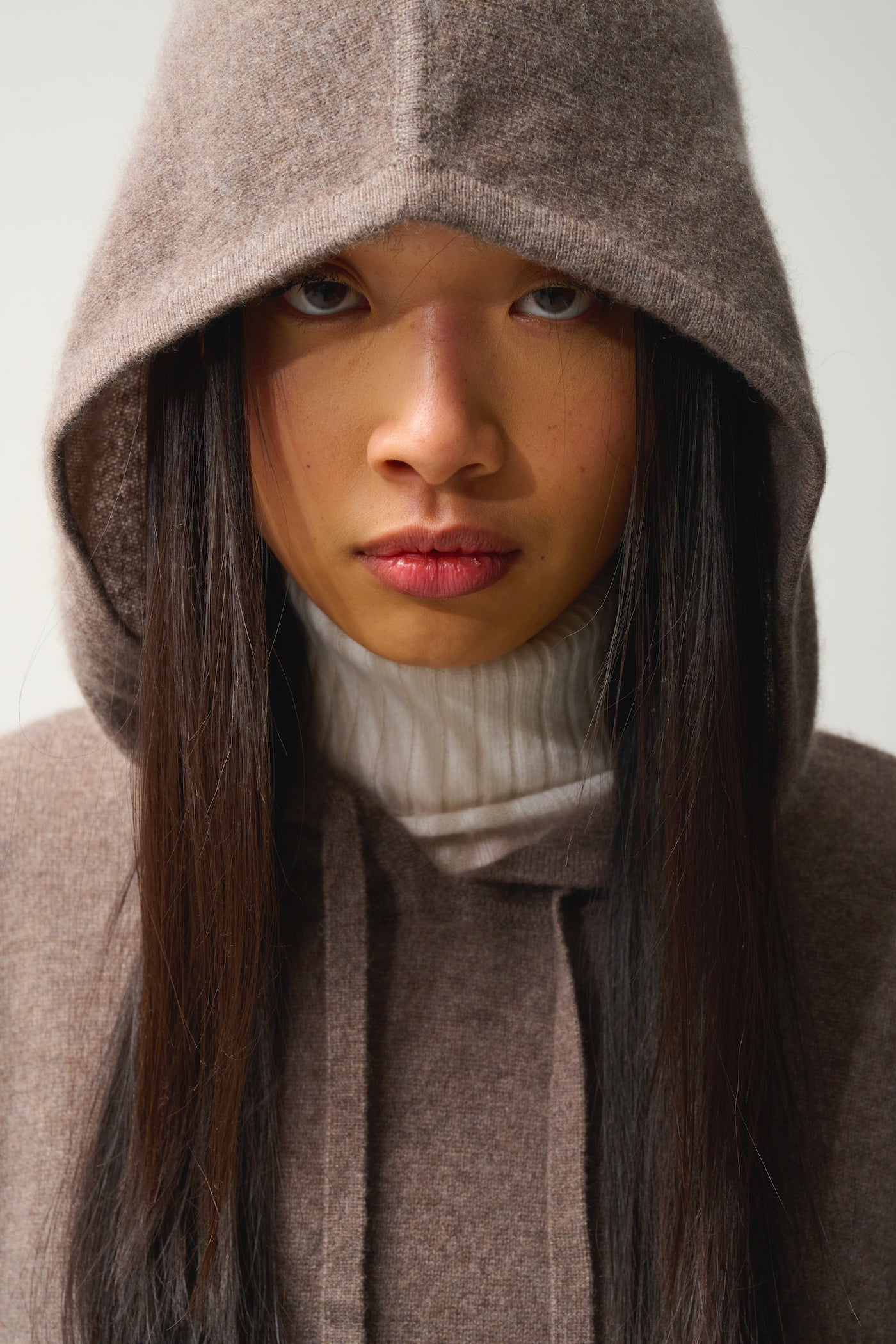 Hooded Jumper - 100% 2-Ply Cashmere - Heathered Taupe - Women