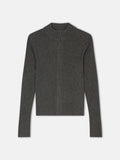 Alberte High Neck Zip-Up Cardigan - 100% Cashmere, 2-Ply - Heather Anthracite - Women's