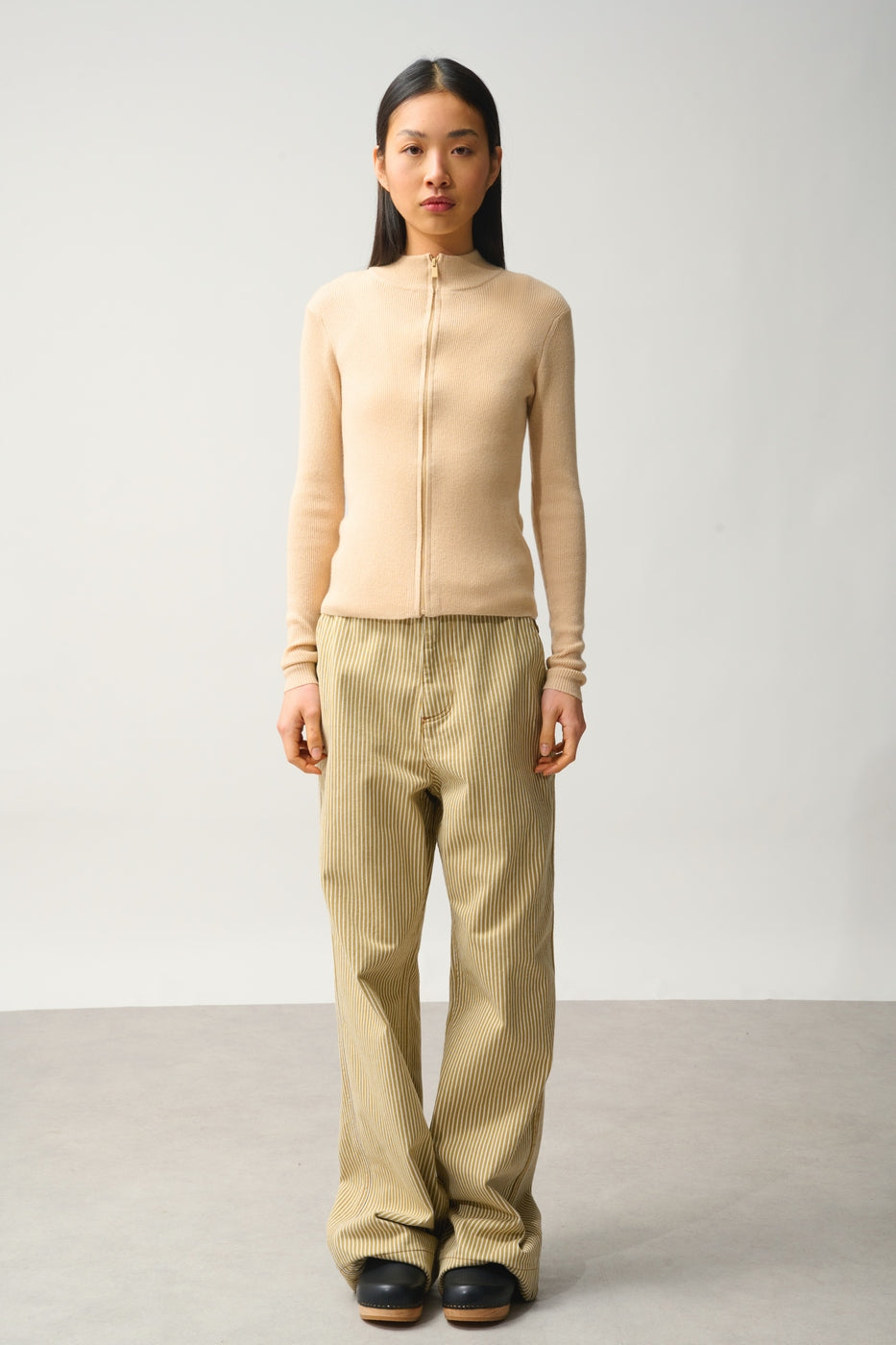 Gilet Zippé Col Montant - Alberte - Beige