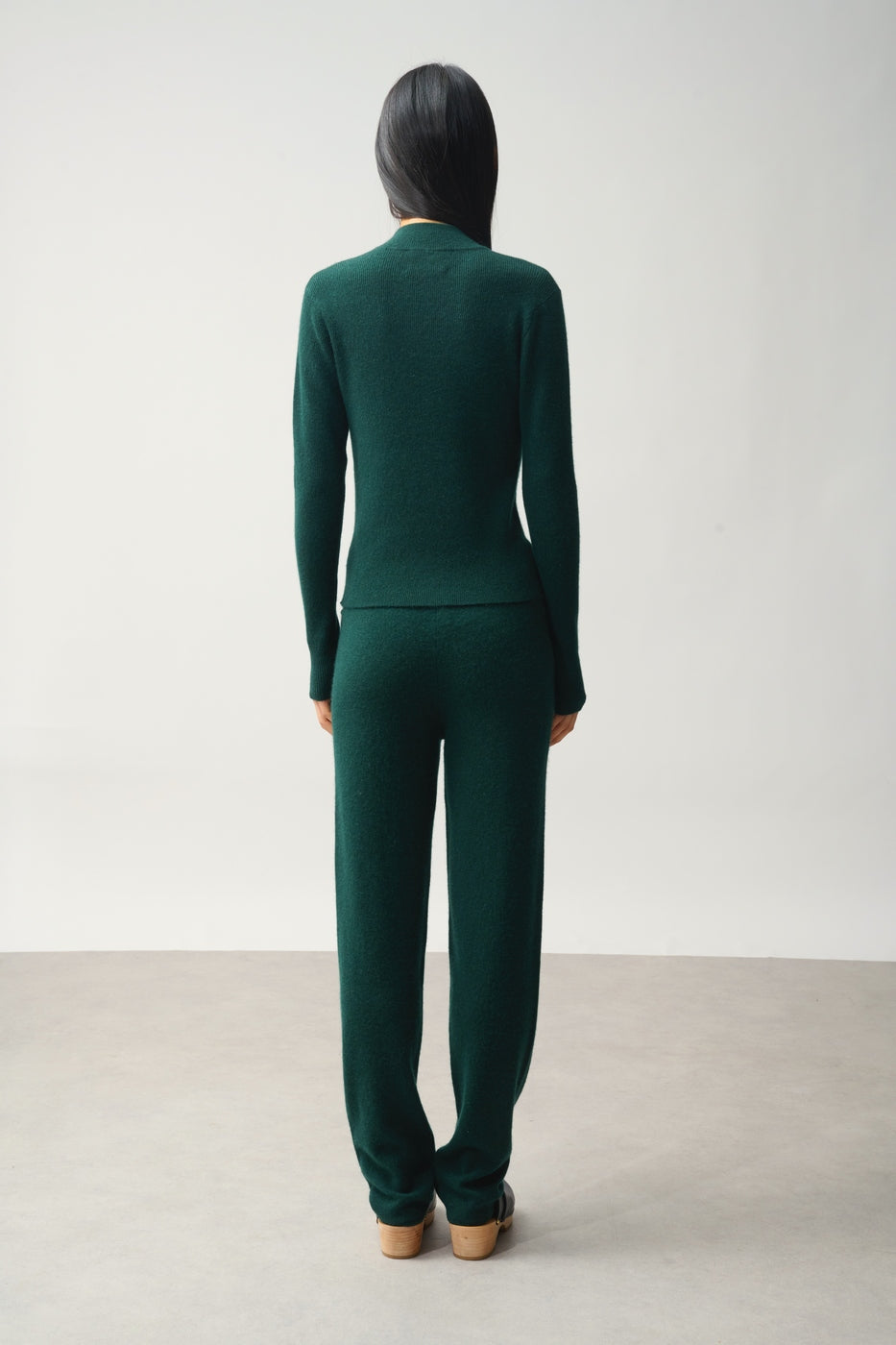 Zip-Up Stand Collar Cardigan - Alberte - Cypress