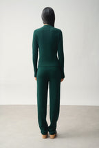 Zip-Up Stand Collar Cardigan - Alberte - Cypress