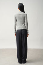 Gilet Zippé Col Montant - Alberte - Gris Chiné