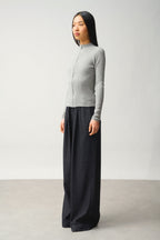 Chaleco con Cremallera Cuello Alto - Alberte - Gris Jaspeado