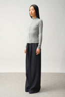 Gilet Zippé Col Montant - Alberte - Gris Chiné