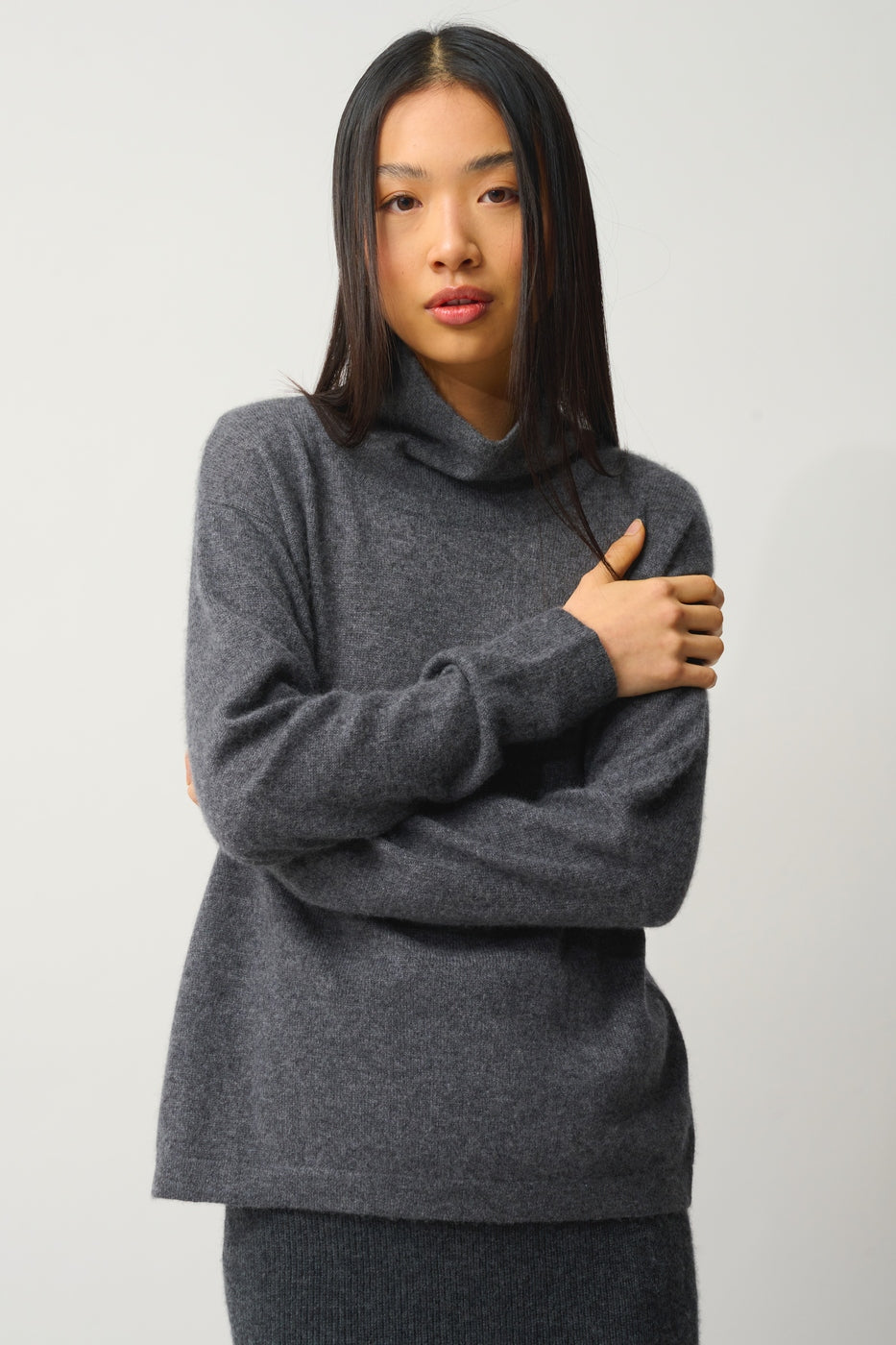 Jersey de Cuello Alto Bénitier - Cheviot - Antracita Jaspeada