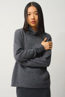 Pull Col Montant Bénitier - Cheviot - Anthracite Chiné