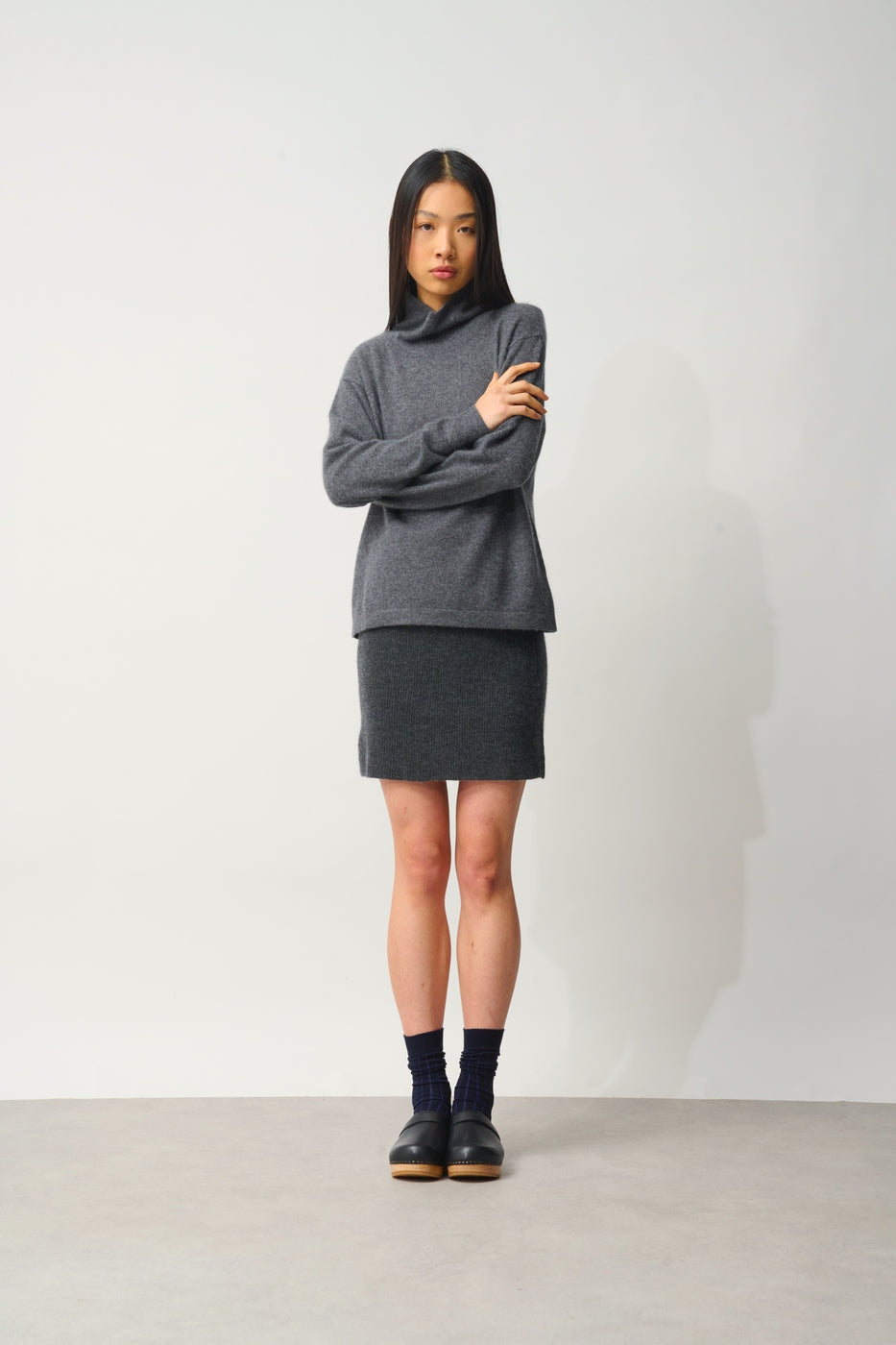 Jersey de Cuello Alto Bénitier - Cheviot - Antracita Jaspeada
