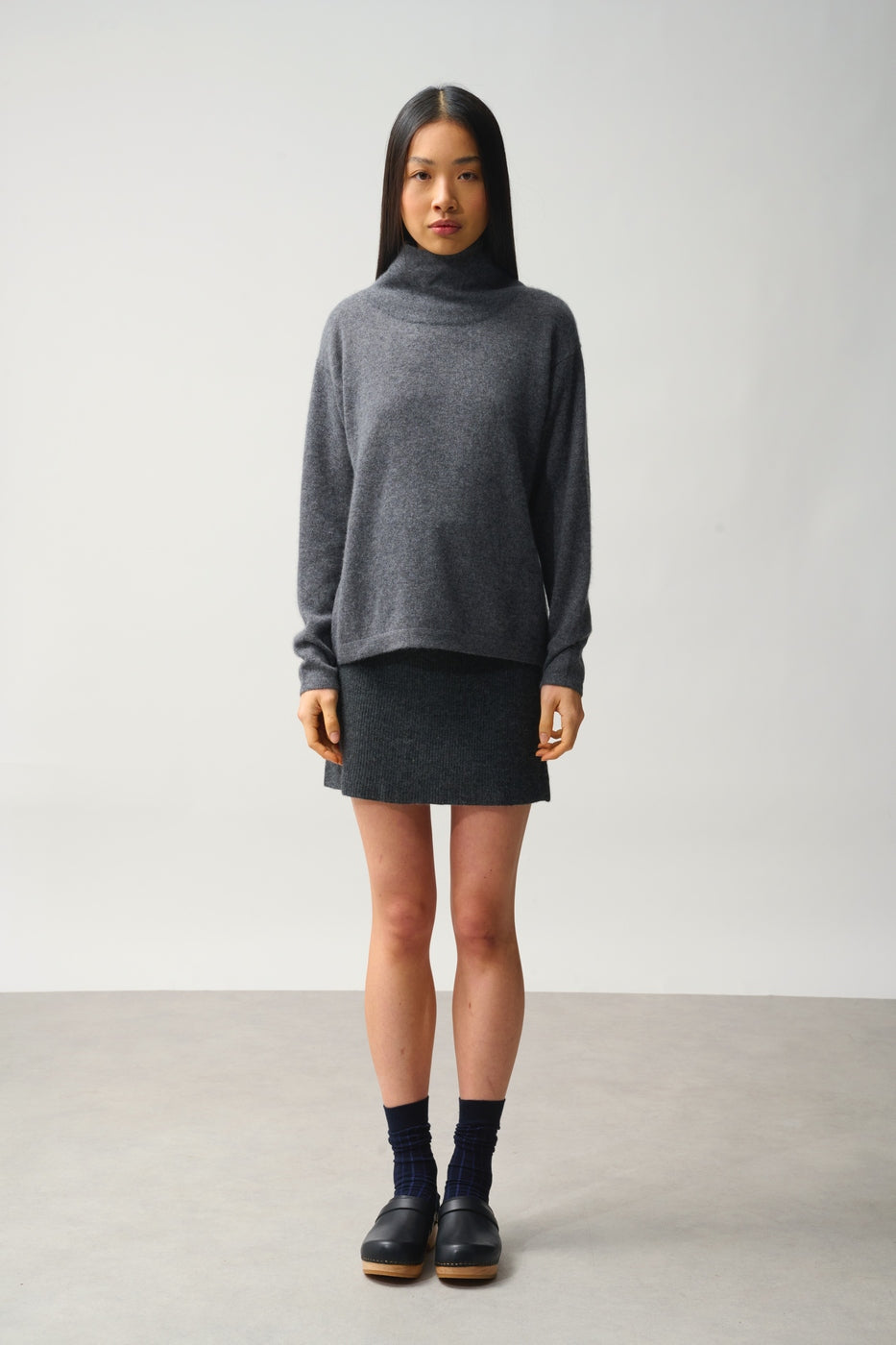 Jersey de Cuello Alto Bénitier - Cheviot - Antracita Jaspeada