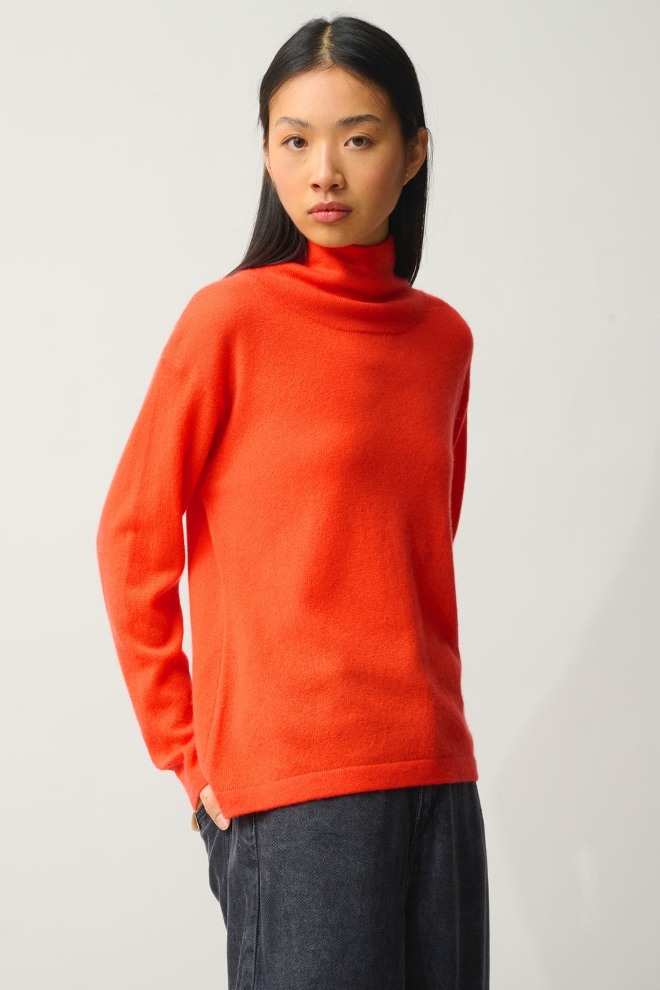 Jersey de Cuello Alto Bénitier - Cheviot - Naranja