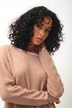 Crew Neck Jumper - Venus - Camel Chiné/Ivory