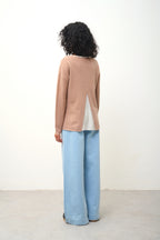 Crew Neck Jumper - Venus - Camel Chiné/Ivory