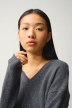 Pull Col V 4 Fils - Doty - Gris