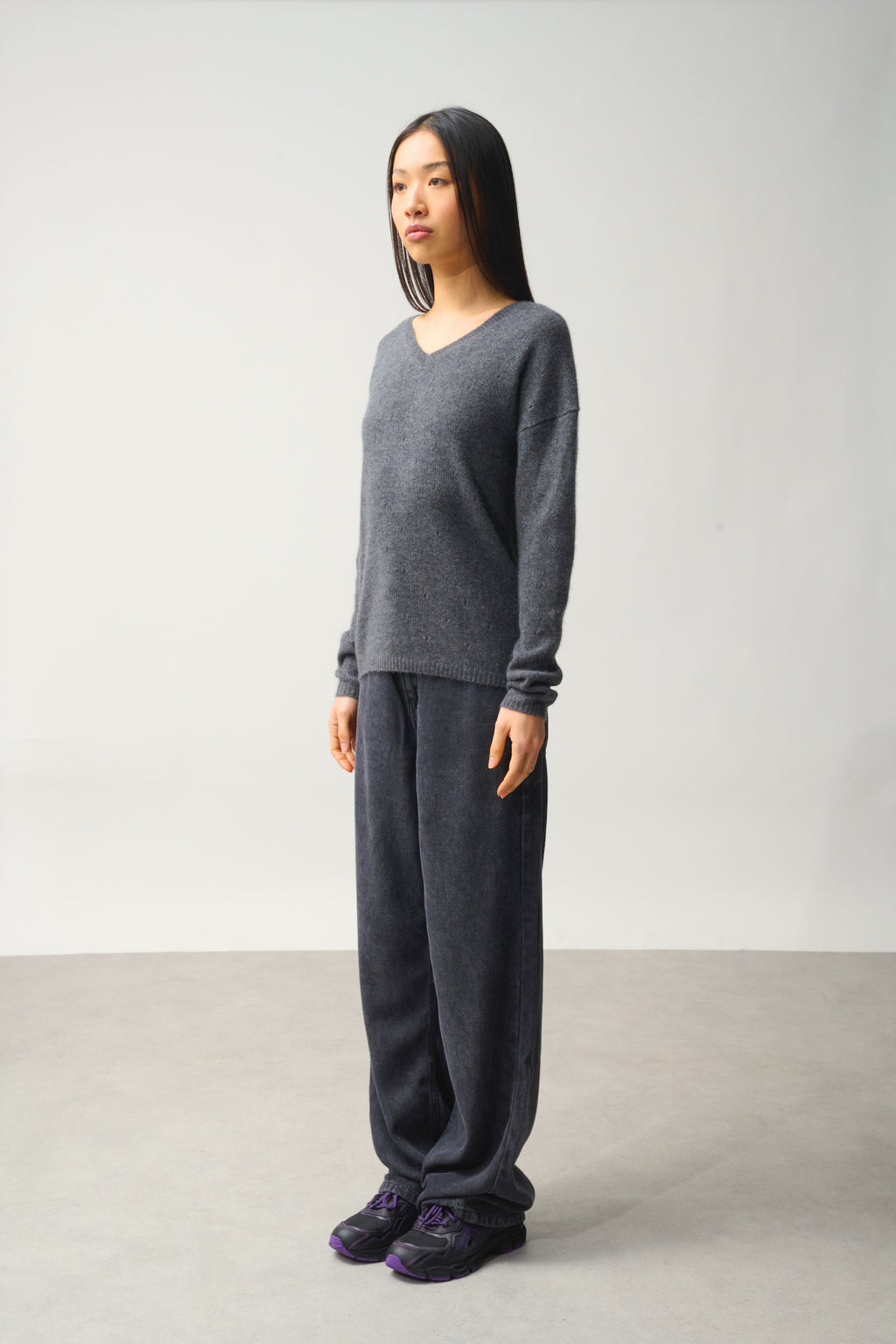 Pull Col V 4 Fils - Doty - Gris