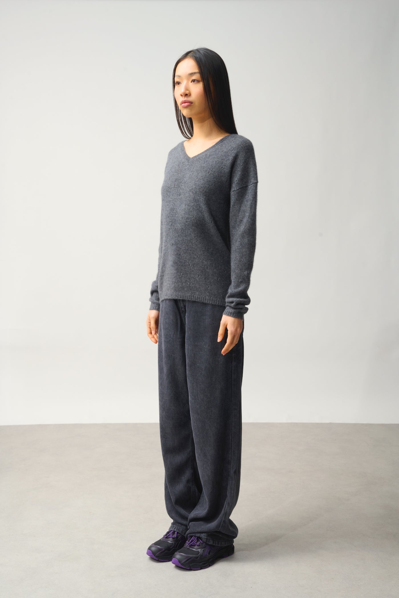 Jersey Cuello en V 4 Hilos - Doty - Gris