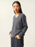Jersey Cuello en V 4 Hilos - Doty - Antracita Jaspeado