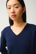 Pull Col V 4 Fils - Doty - Navy