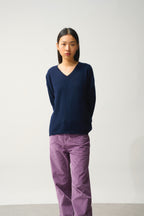 Pull Col V 4 Fils - Doty - Navy