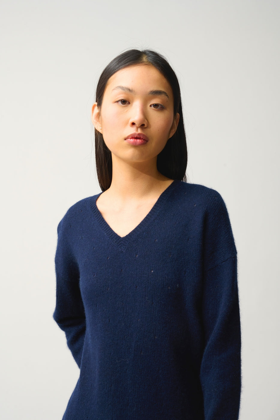 Pull Col V 4 Fils - Doty - Navy