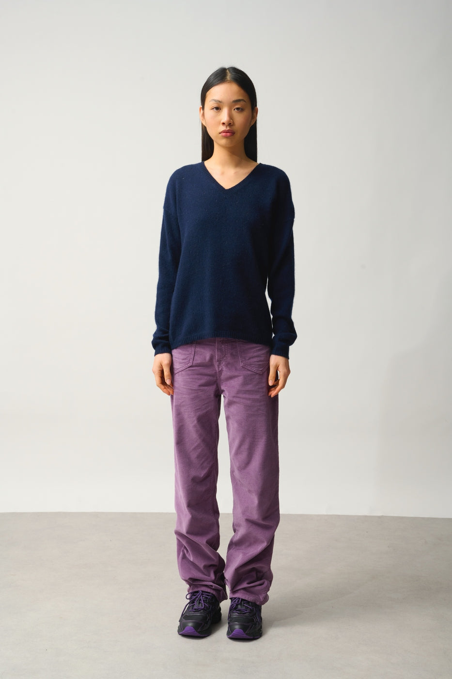 Pull Col V 4 Fils - Doty - Navy