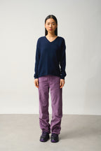 Pull Col V 4 Fils - Doty - Navy