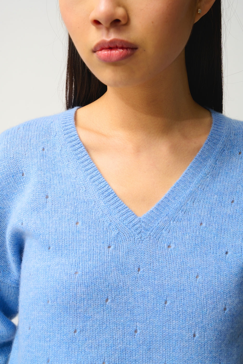 Pull Col V 4 Fils - Doty - Sky