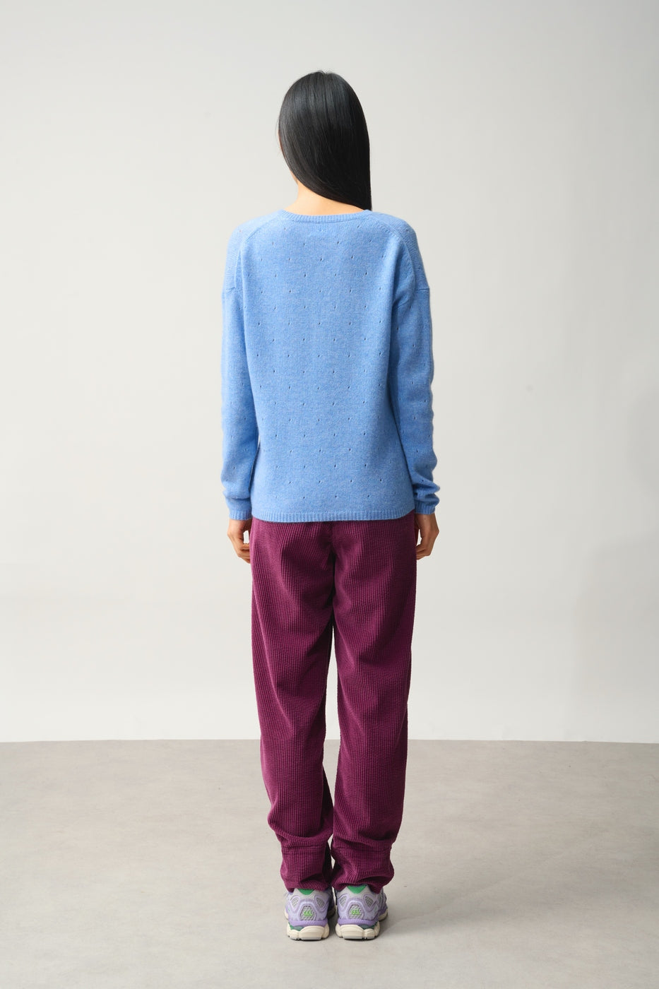 Pull Col V 4 Fils - Doty - Sky