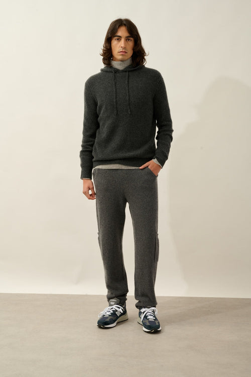 Pull Capuche 4 Fils - Mida - Carbone Chiné