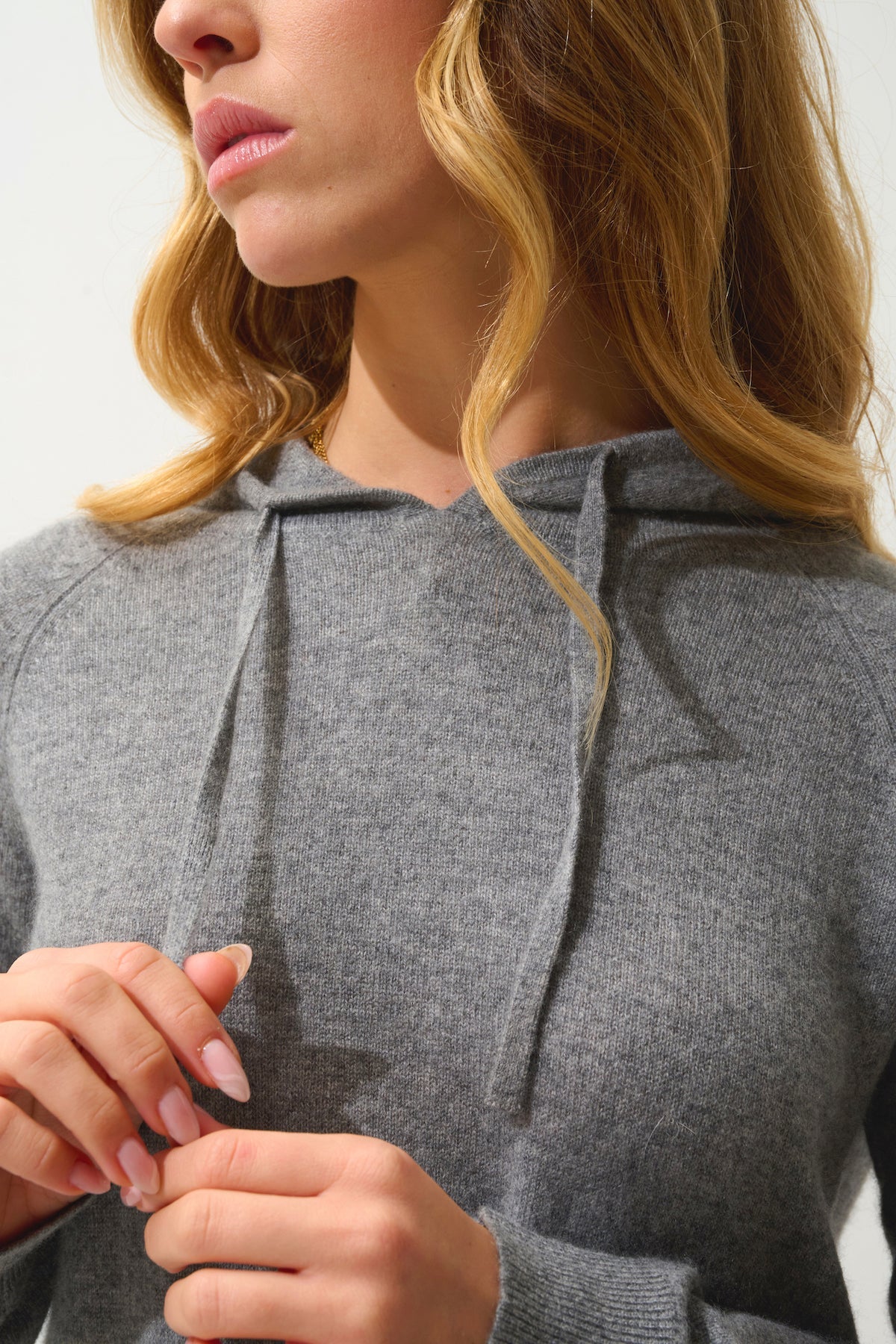Pull Capuche Yarlside - Flanelle Chiné - 100% Cachemire 2 Fils - Femme