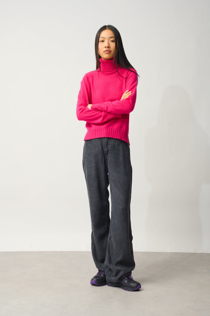 Pull Col Roulé - Cassy - Rose