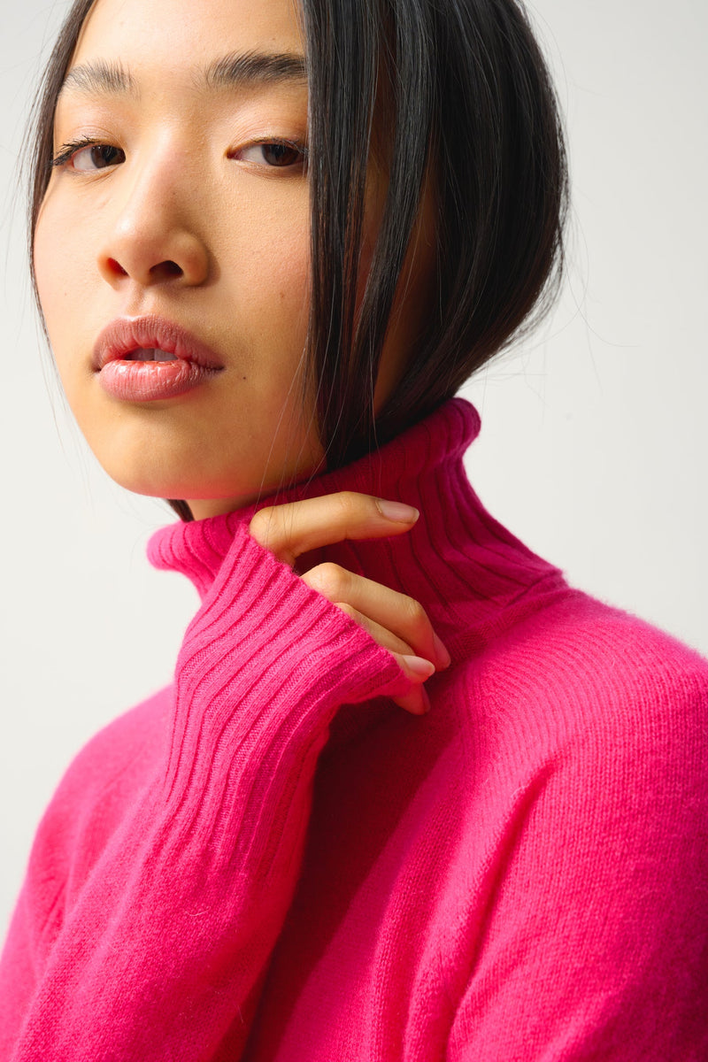 Pull Col Roulé - Cassy - Rose